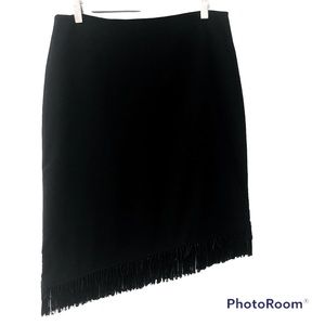 NWT Beaded Fringe Asymmetrical Hemline Skirt